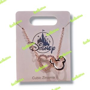 DISNEY CUBIC ZIRCONIA CRYSTALS MICKEY HEART NECKLACE